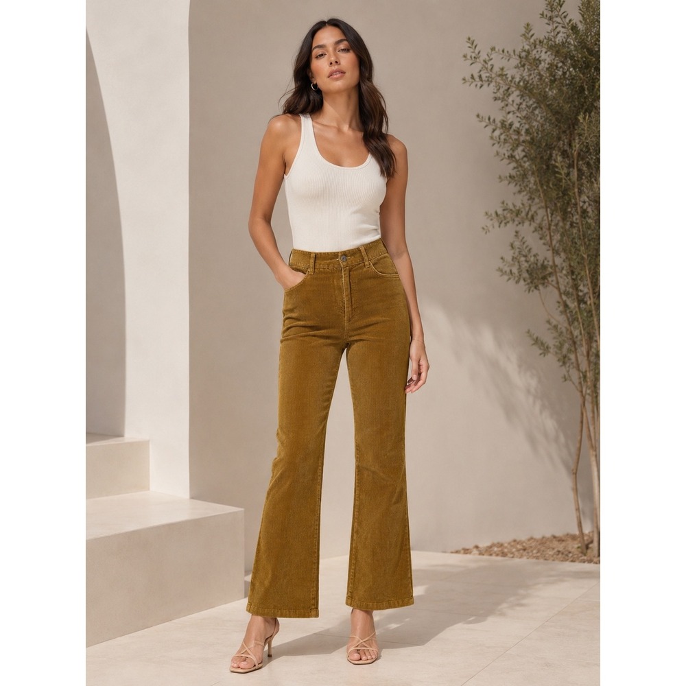 Babaton ARITZIA JOEY Corduroy Flare Pants High Rise Women 0 GOLDEN AMBER‎